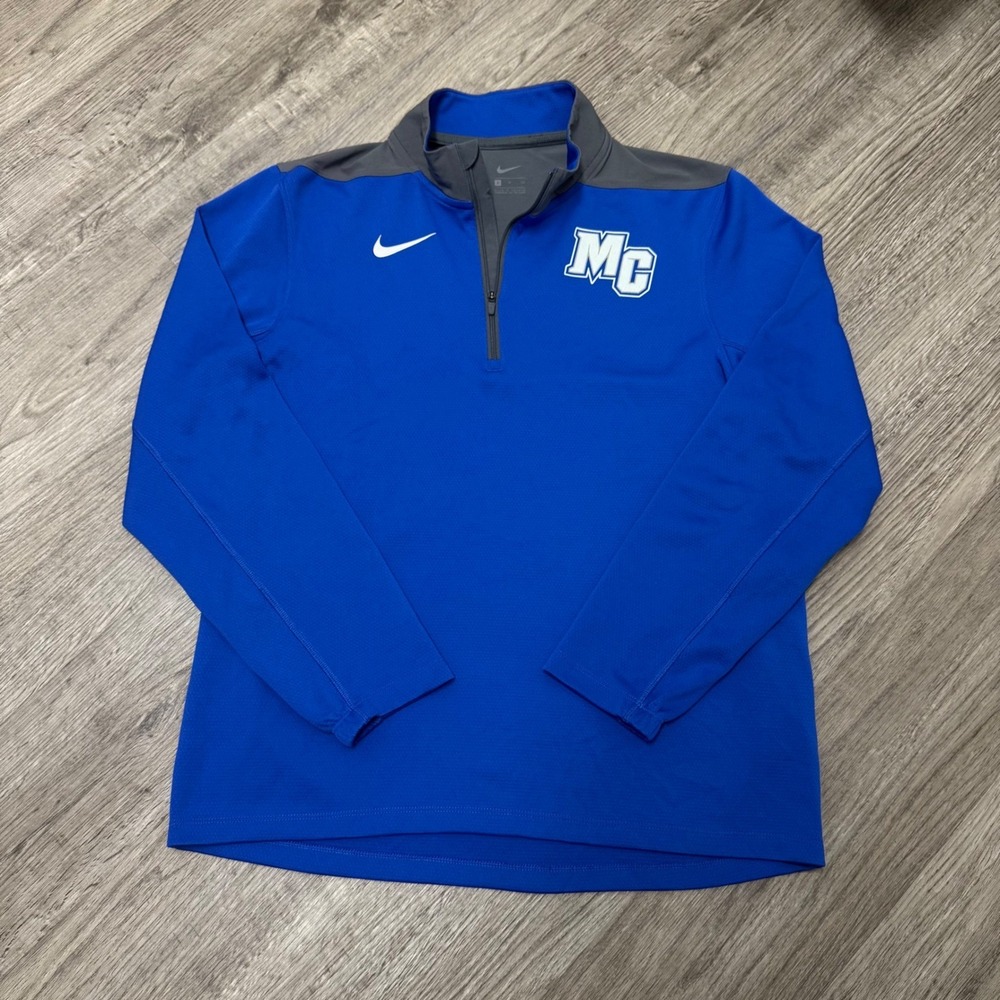 Nike Mens Royal Blue Grey 1/4 Zip Pullover Jacket MC Logo DH3410-480 Size Small